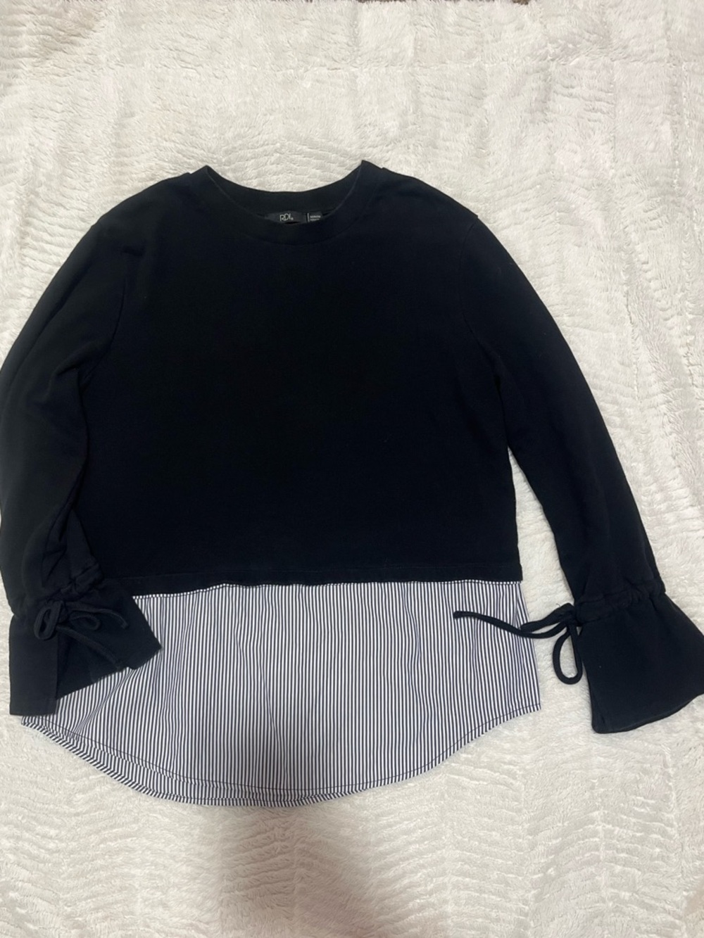 Black illusion top with bows and flare sleeves